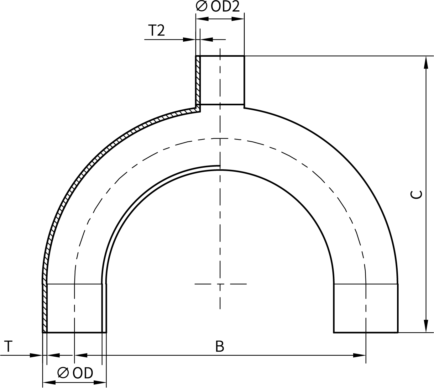 180° 焊式U型三通