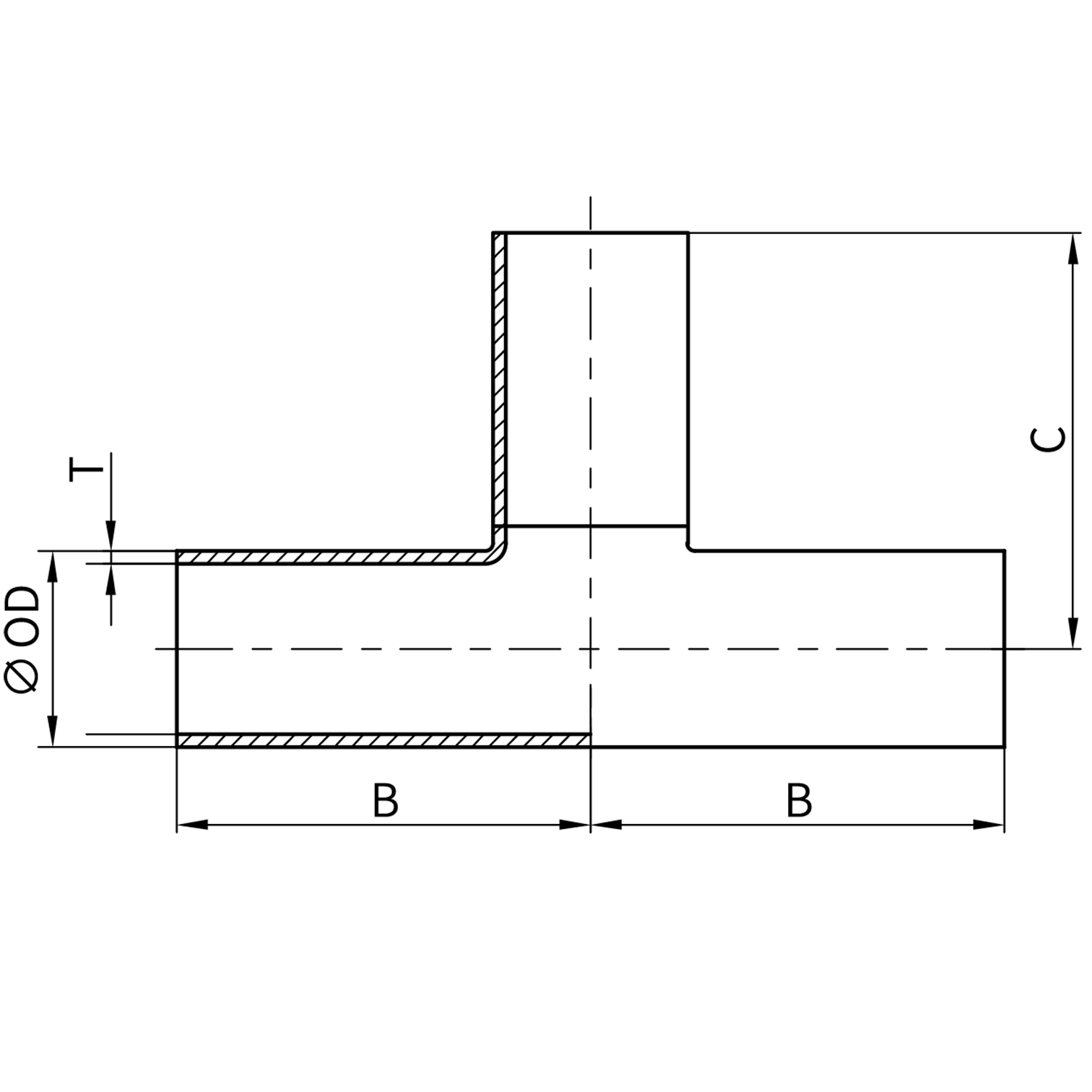 焊式同径特长三通