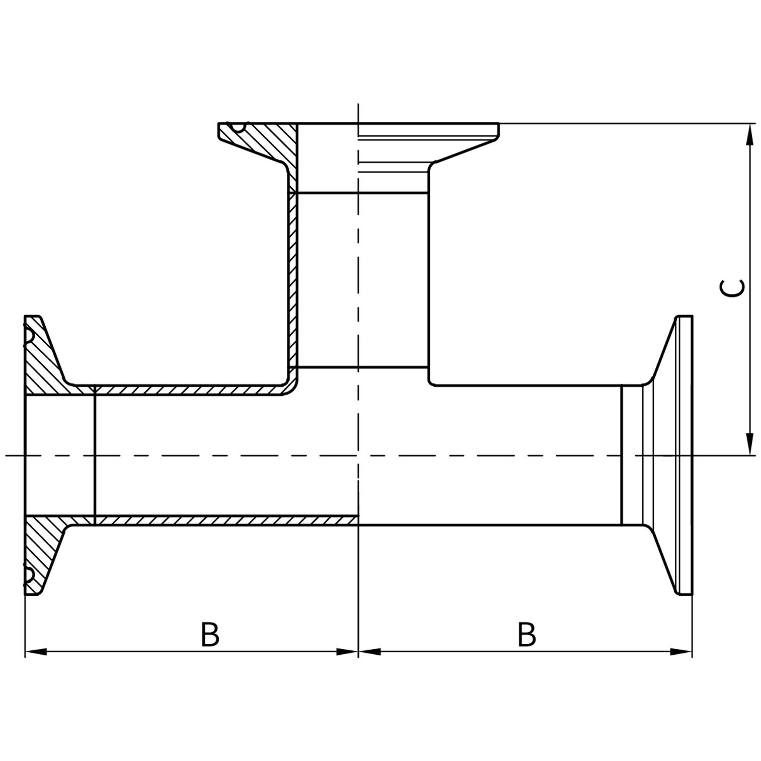 卡式同径短三通