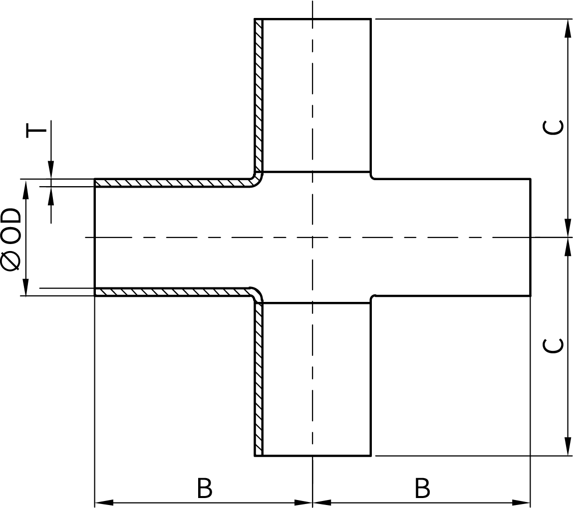 焊式同径长四通