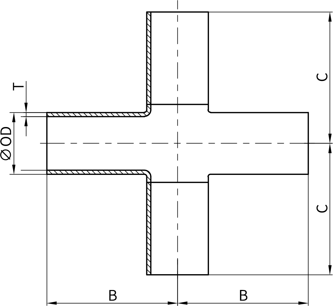 焊式同径特长四通