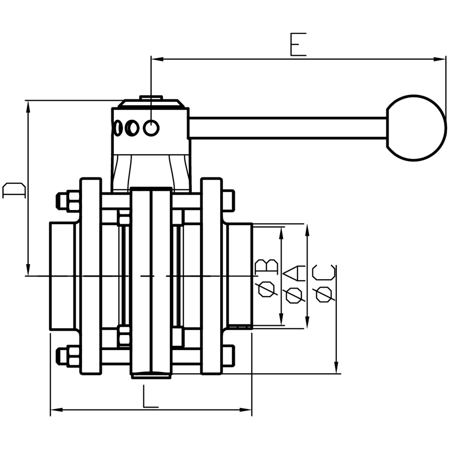 三片式拉杆蝶阀