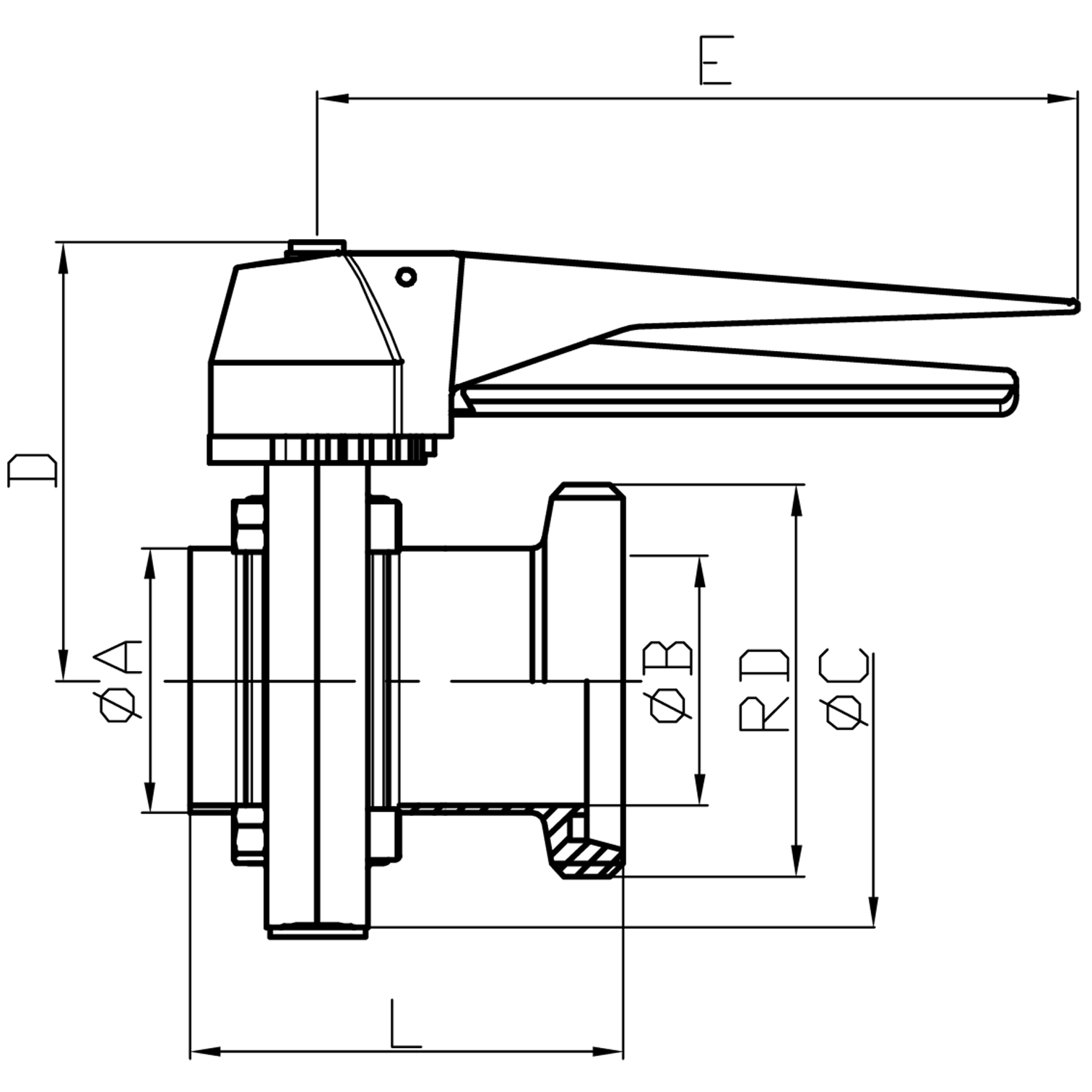 焊牙式握把蝶阀