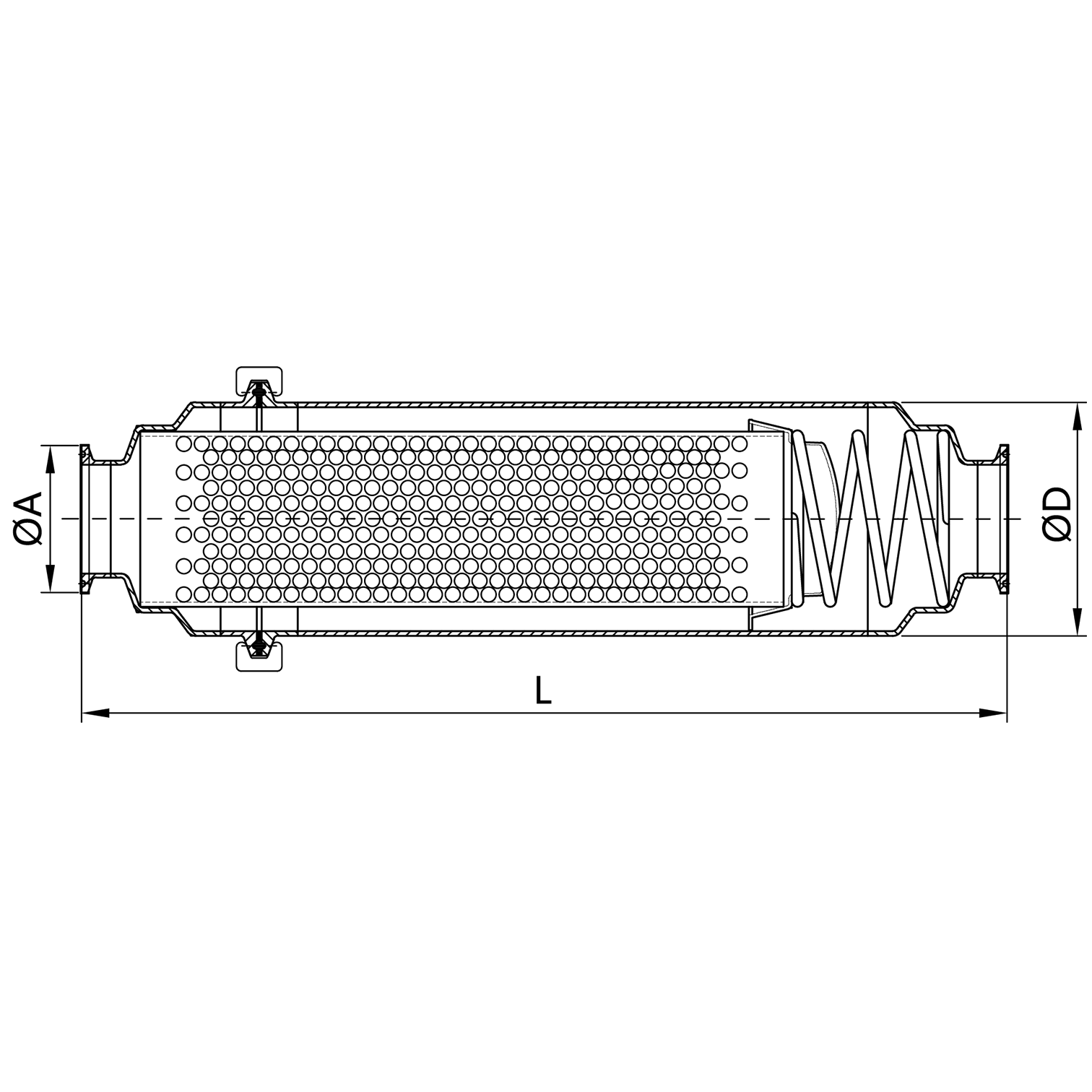 直线型长款180 度夹式过滤器